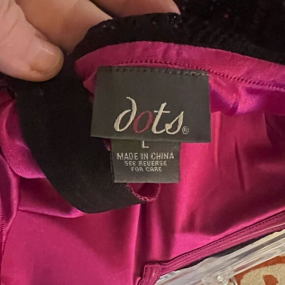 Dots Hot Pink & Black Lace sexy Strapless Peplum Retro Y2K Party dress size L - Picture 4 of 4